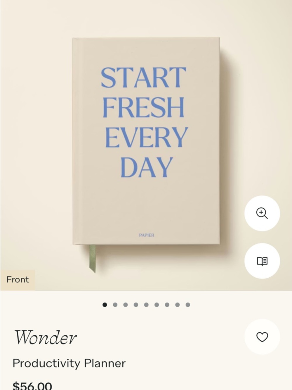 Start Fresh Every Day Notebook - Cream with Blue Text